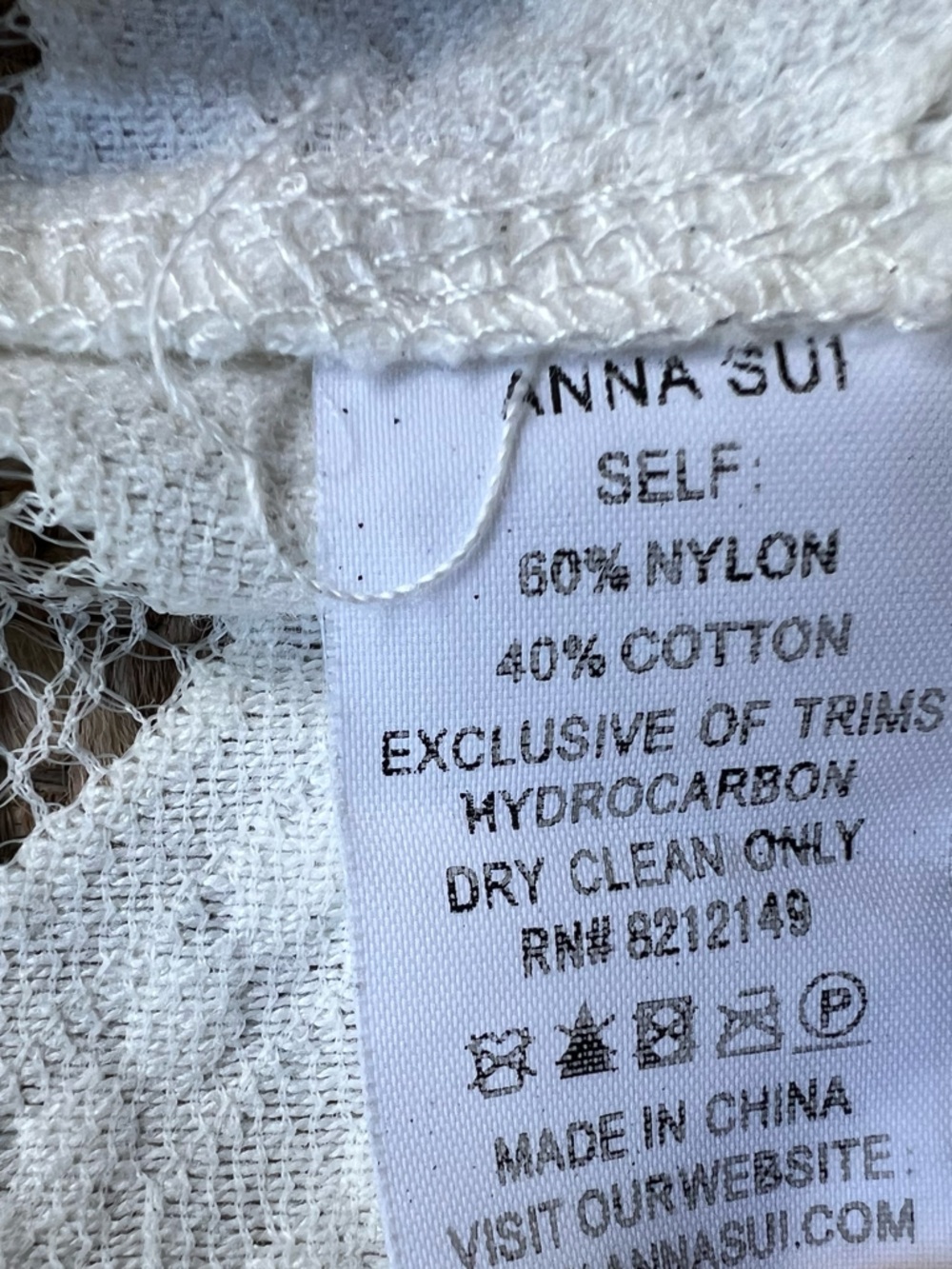 Anna Sui Boho Crochet Lace‎ Fringe Kimono Ivory White One Size - Picture 7 of 8
